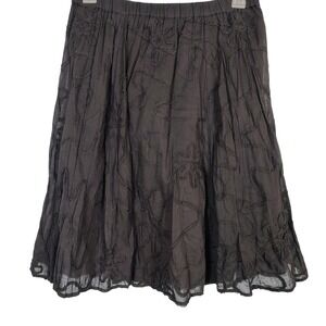 Life Style Petite Black Embroidered Cotton Midi Skirt PXL whimsigoth dark Vamp
